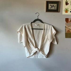 Nannette Vintage Cream Tie-Front Blouse Size Small